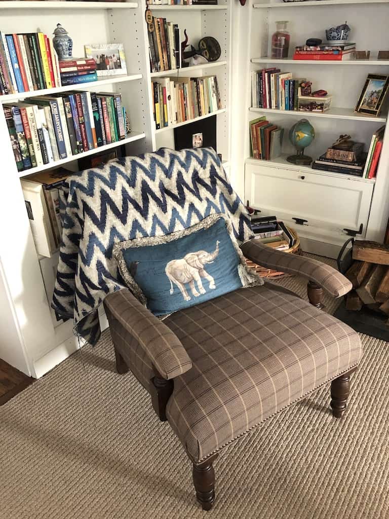 Photo of fabric draped over a chair. 