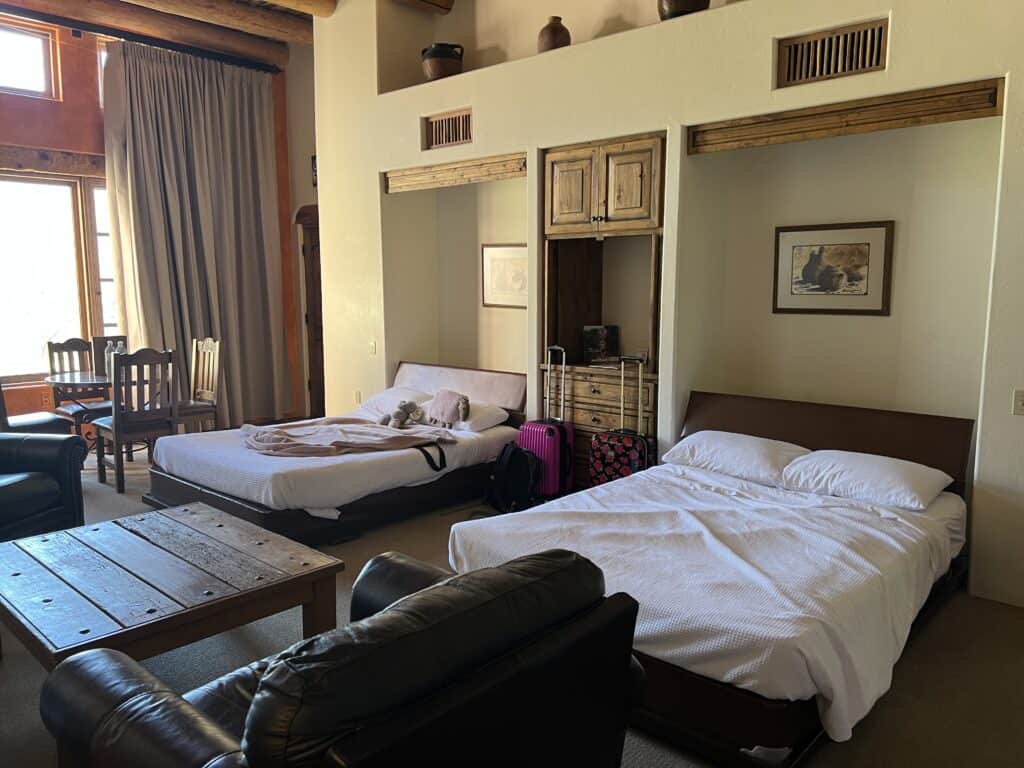 The sleeping arrangements are key to a successful spring break with teen girls. Photo shows two queen size murphy beds pulled down.