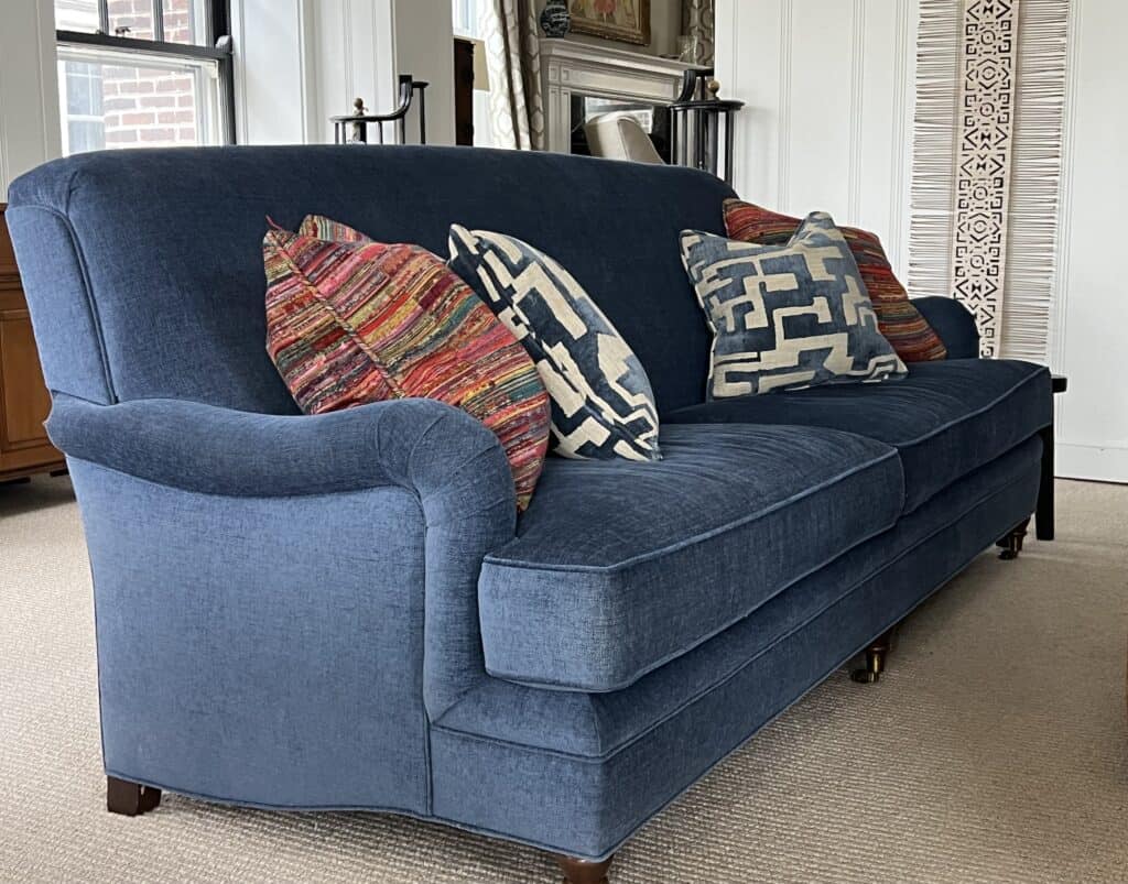 The final sofa that was transformed from a roll-back to a straight back. 
