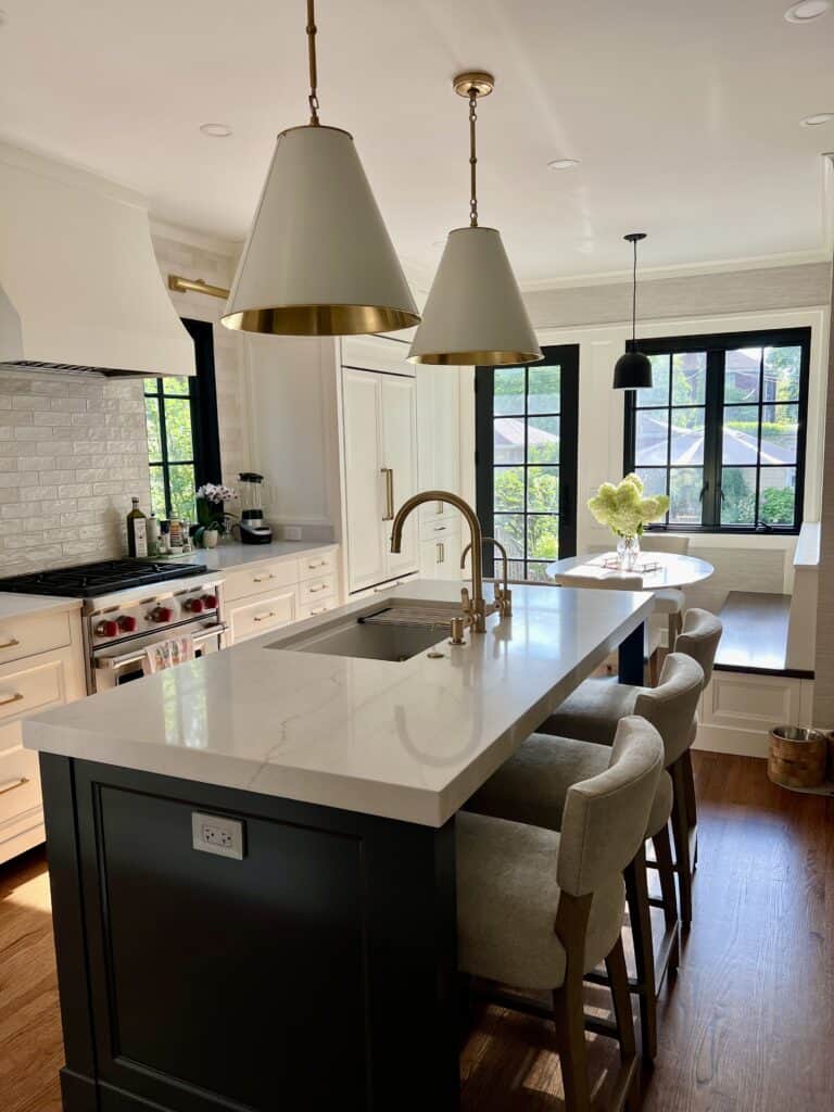 Photo of the completed kitchen after renovation. 